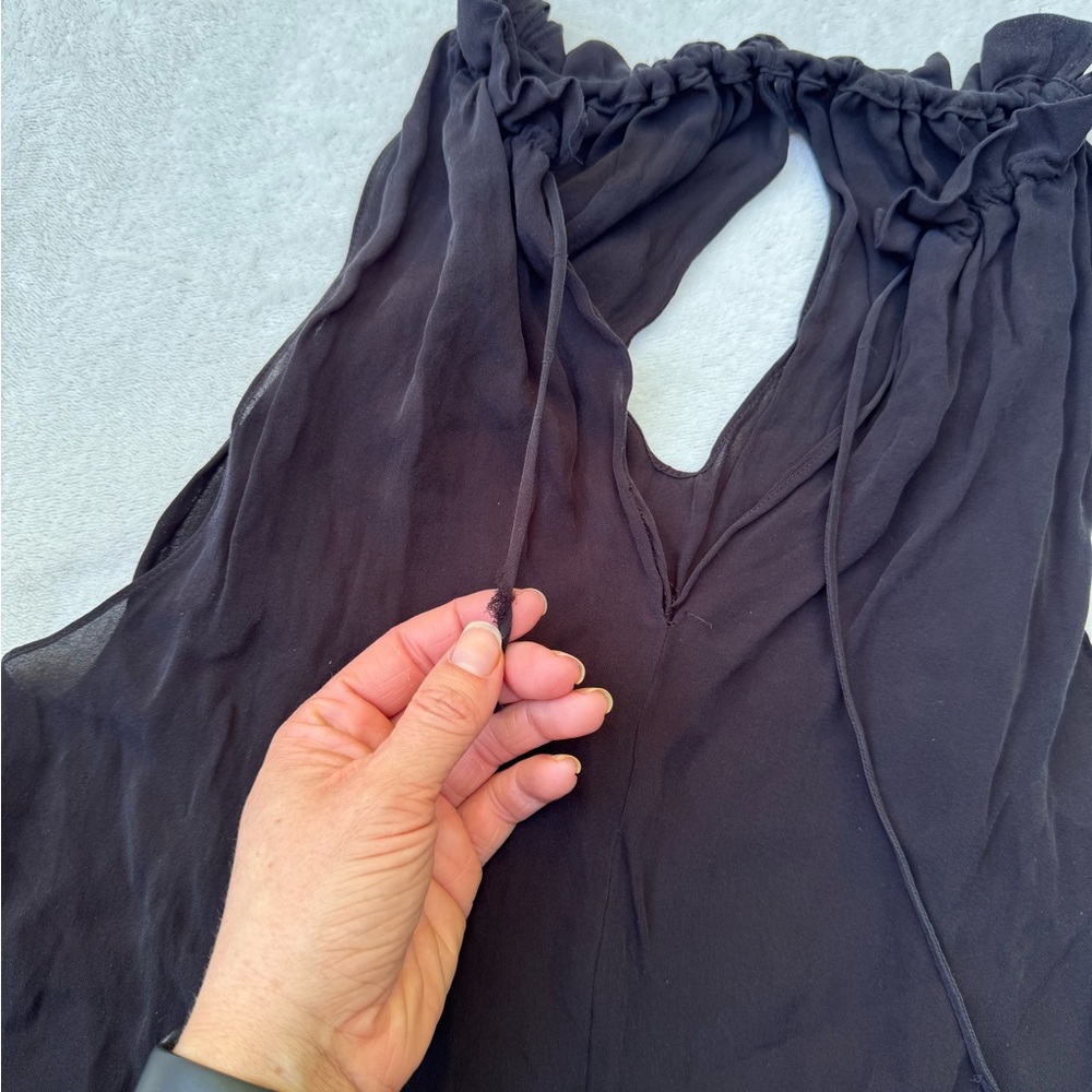 Ramy Brook 100% Pure Silk Black High Neck Blouse size small - Picture 12 of 12